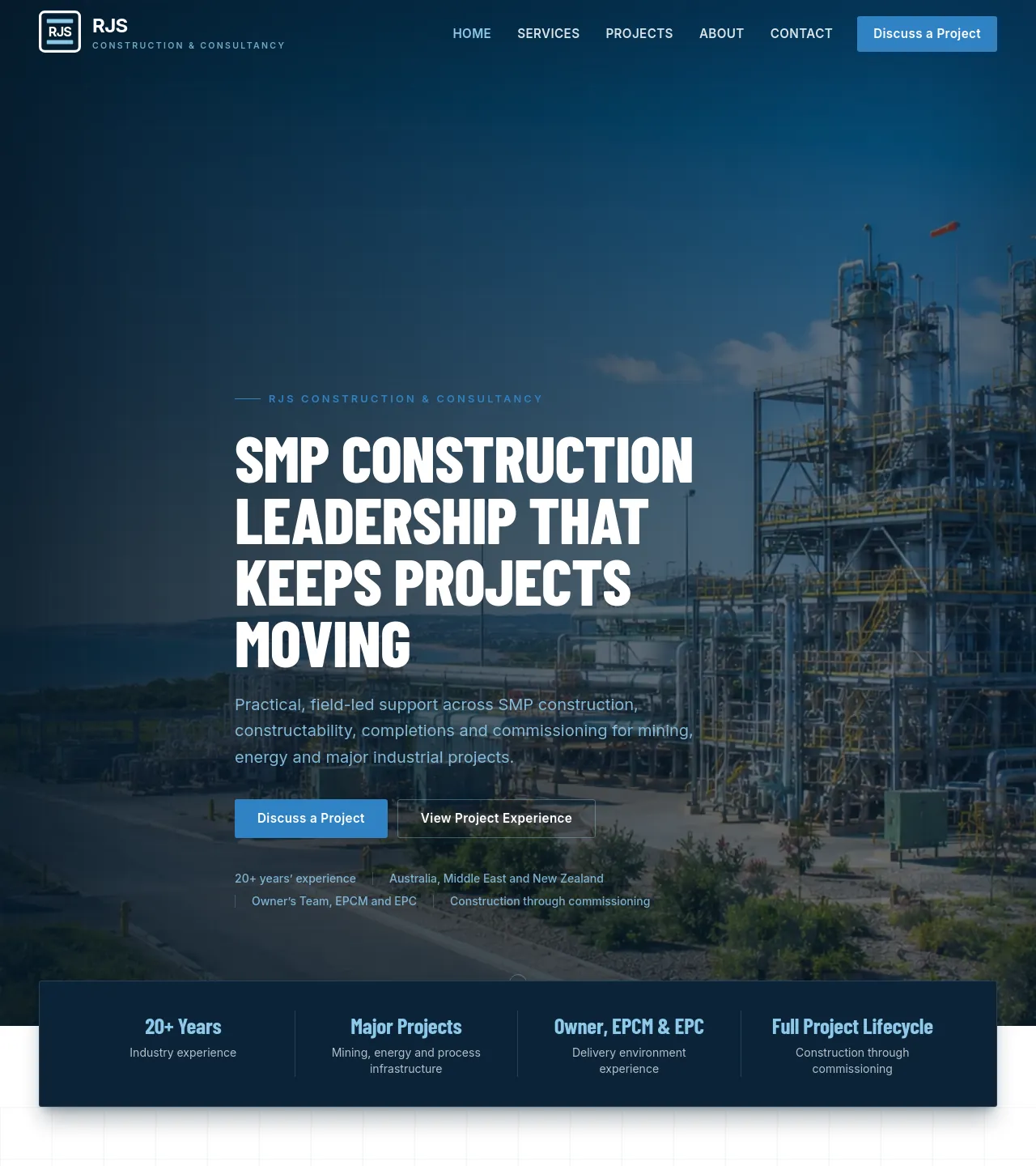 RJSCC — construction, completions and commissioning consultancy website.