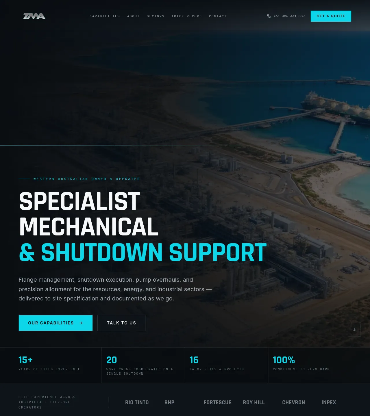 TMA Technical Services — WA mechanical and project support company website.